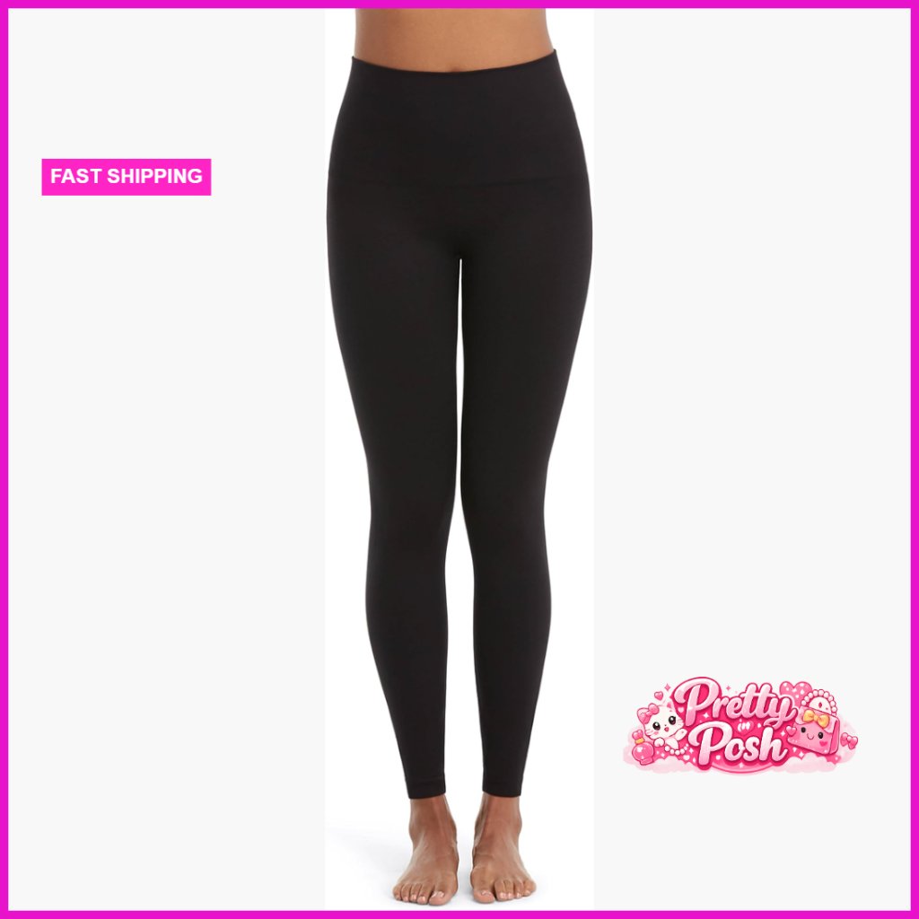 Faux Leather Leggings With Core Control And Seamless Fit